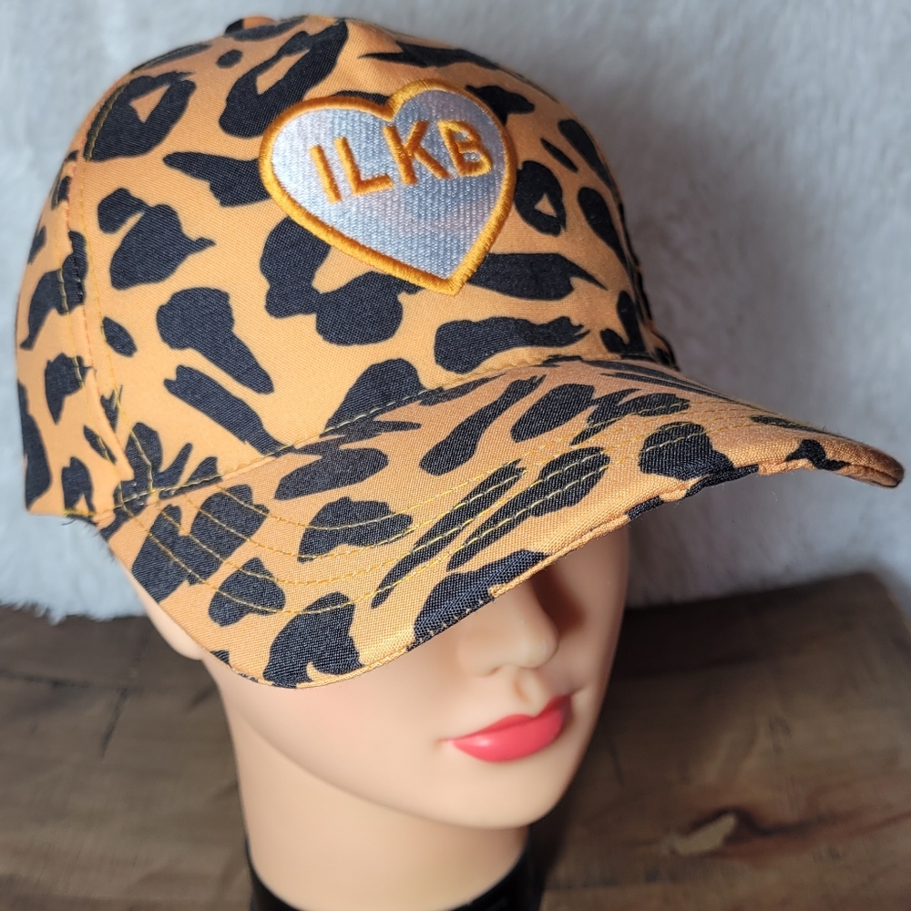 Leopard Print Cap with Heart Logo